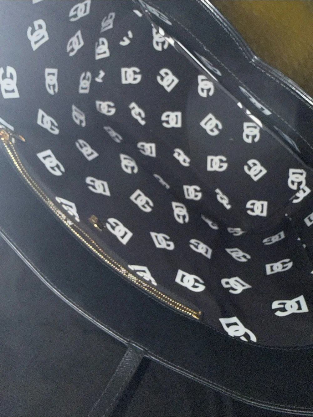 Dolce & Gabbana Black Leather Embossed DG Tote